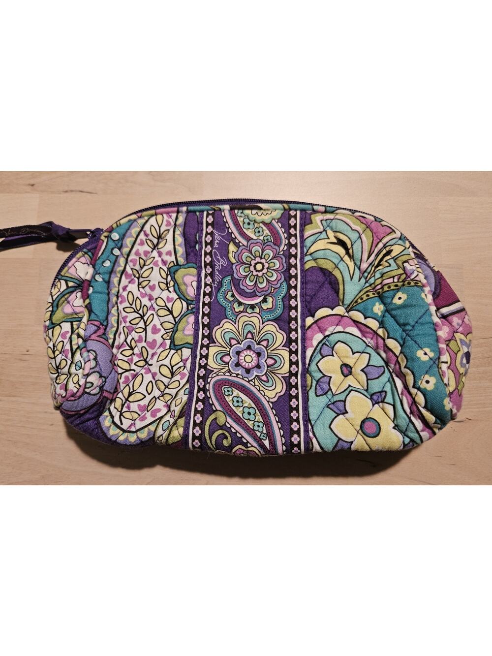 Vera Bradley Travel Size Paisley Floral Makeup Accessories Bag 9.5in x 6in